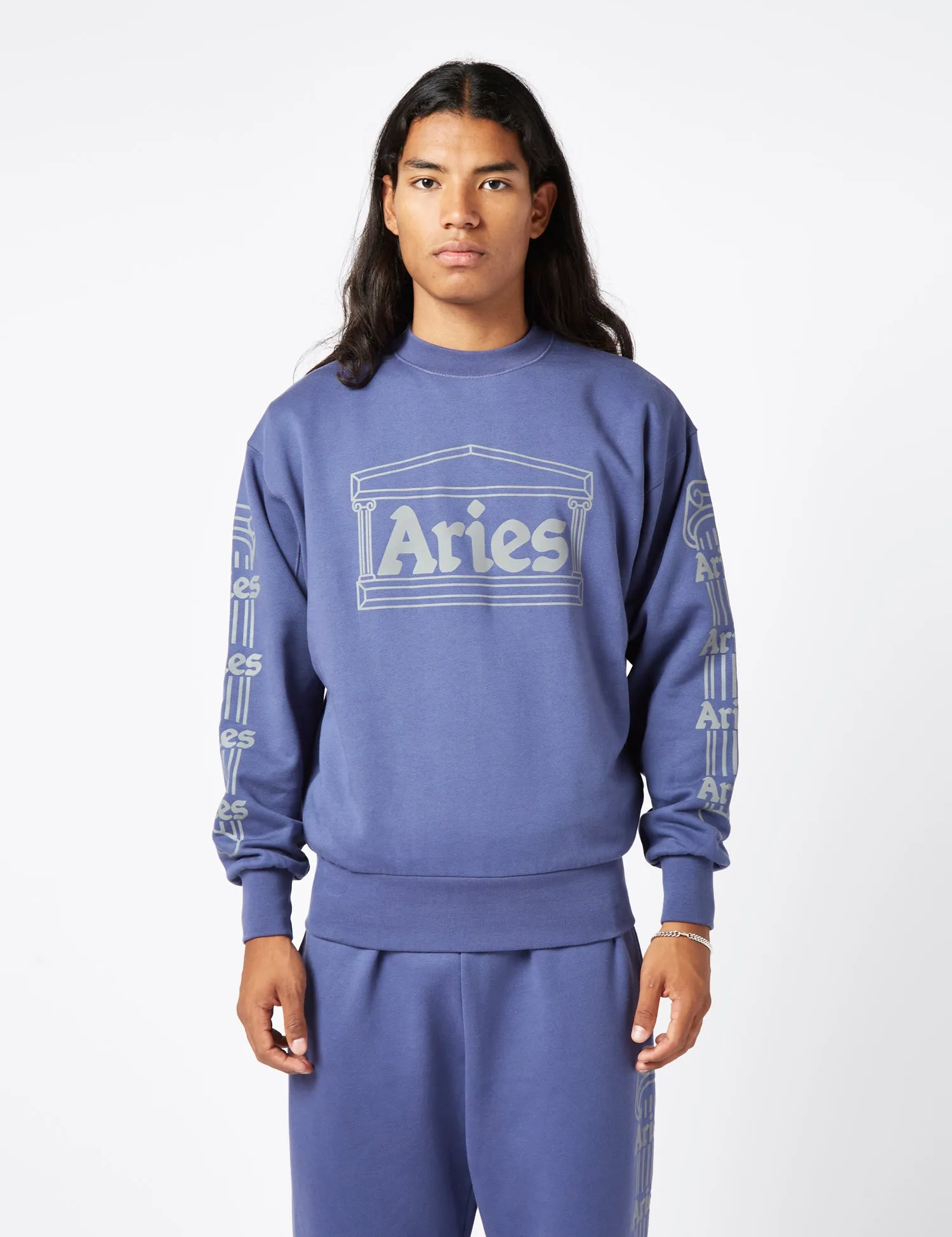 Aries Reflective Column Sweatshirt - Navy Blue sold by Article London