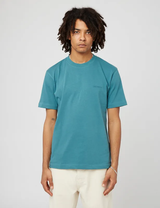 Norse Projects Johannes Heavy Logo T-Shirt - Sea Blue sold by Article London