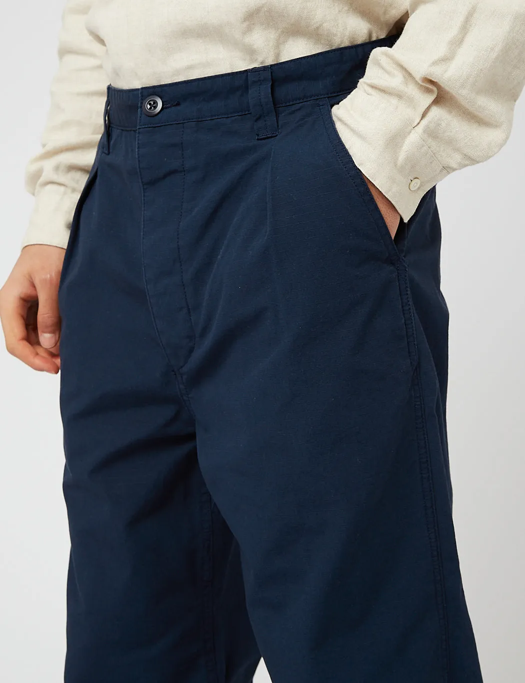 Nigel Cabourn Drawstring Pleated Chino (Regular) - Black Navy sold by Article London product image thumbnail 2