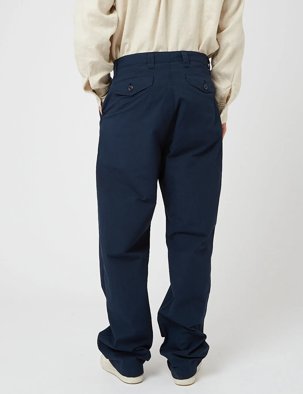 Nigel Cabourn Drawstring Pleated Chino (Regular) - Black Navy sold by Article London product image thumbnail 3