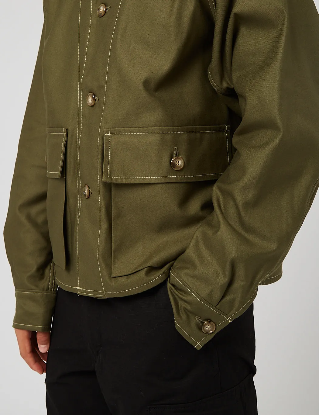orSlow Lined Short Coverall Jacket - Army Green/Check sold by Article London product image thumbnail 2