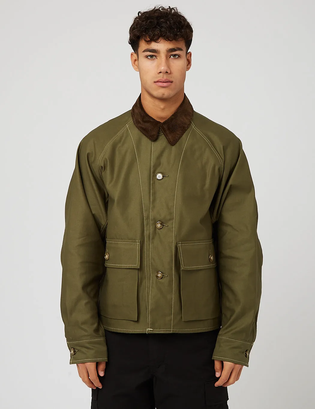 orSlow Lined Short Coverall Jacket - Army Green/Check sold by Article London