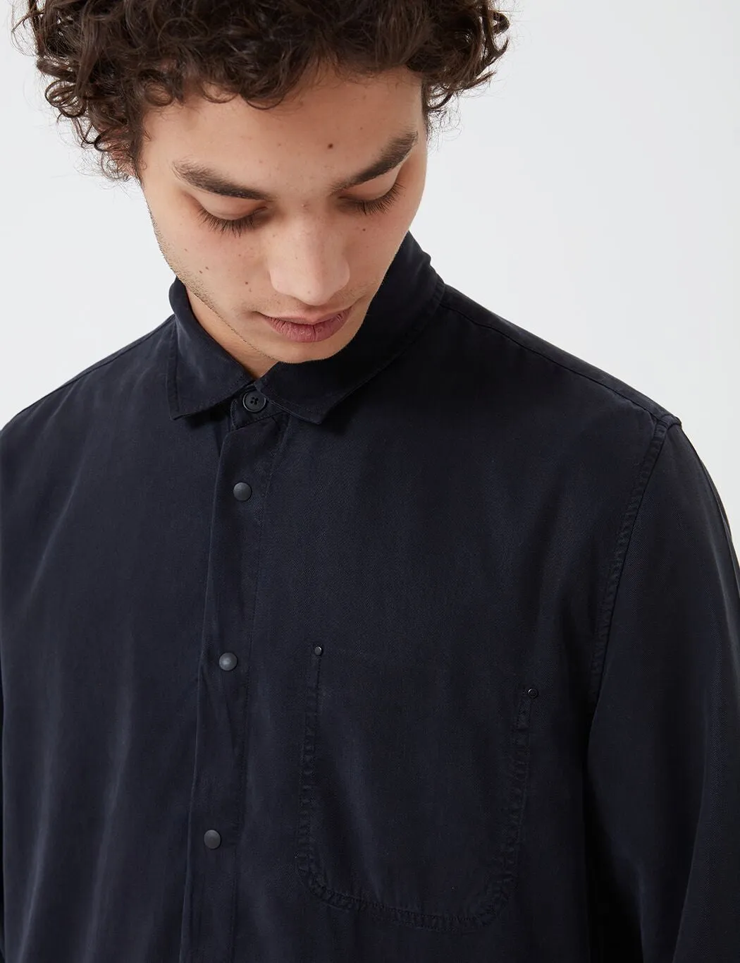 Folk Soft Stitch Pocket Shirt - Navy Blue sold by Article London product image thumbnail 2
