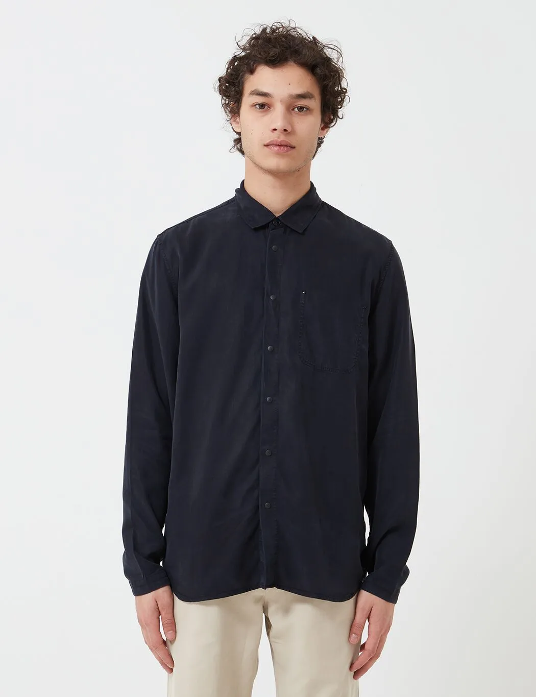Folk Soft Stitch Pocket Shirt - Navy Blue sold by Article London