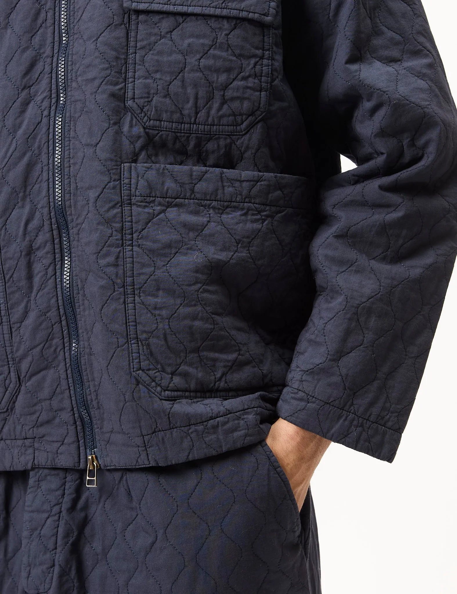 Universal Works Gower Jacket (Quilt Cotton) - Dark Navy Blue sold by Article London product image thumbnail 2