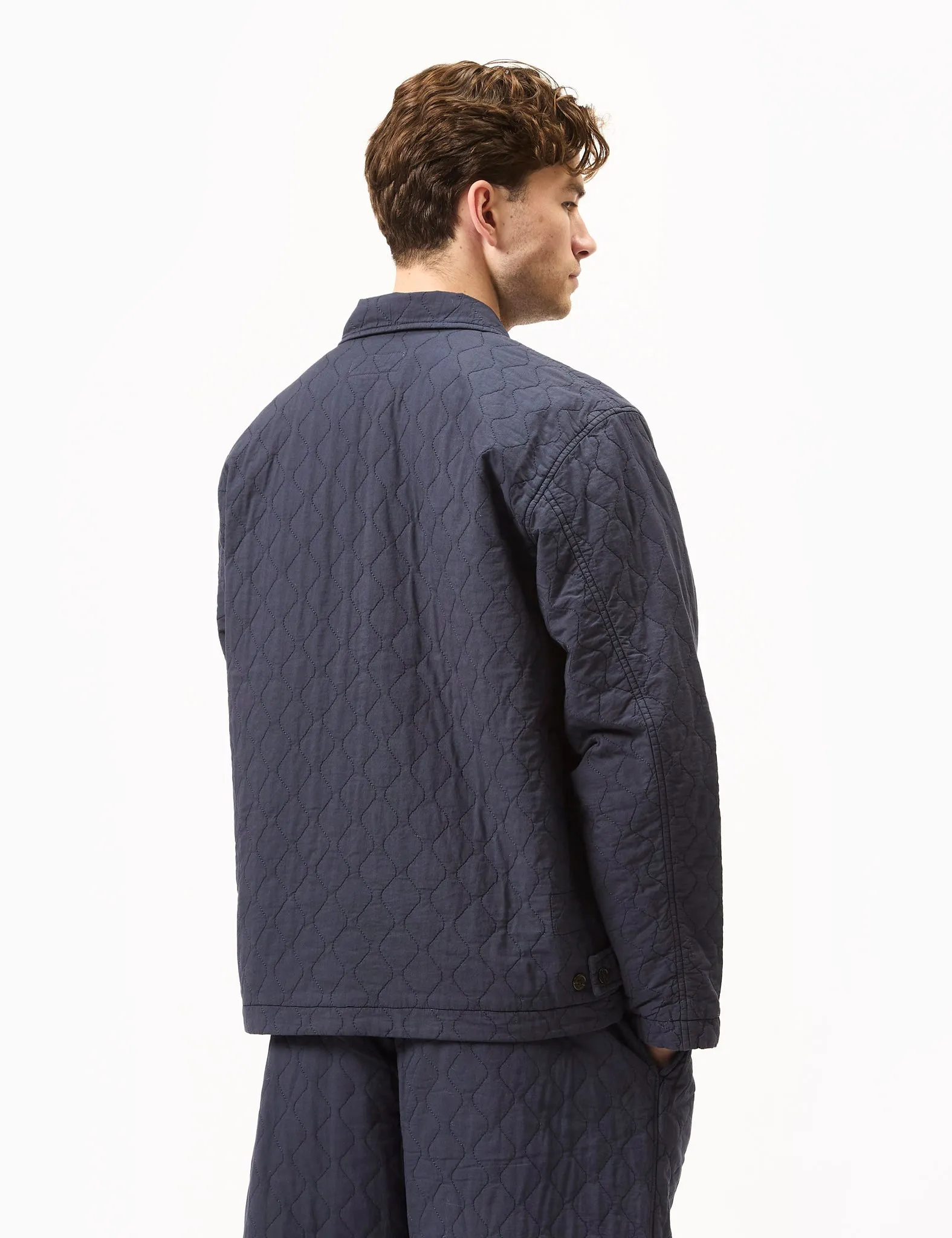 Universal Works Gower Jacket (Quilt Cotton) - Dark Navy Blue sold by Article London product image thumbnail 4