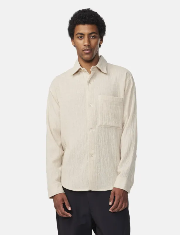 NN07 Adwin Wool Blend Overshirt (Relaxed Fit) - Ecru sold by Article London