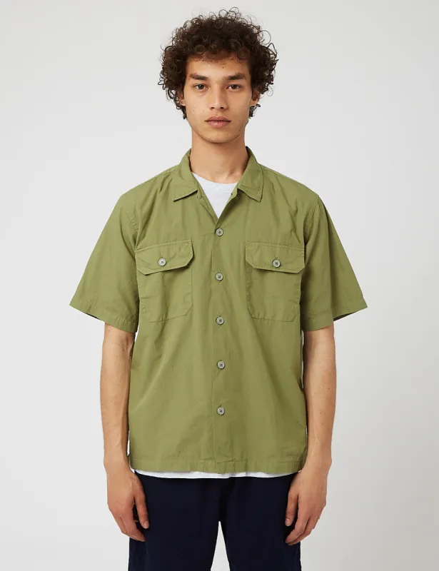 Universal Works Utility Shirt - Olive Green sold by Article London