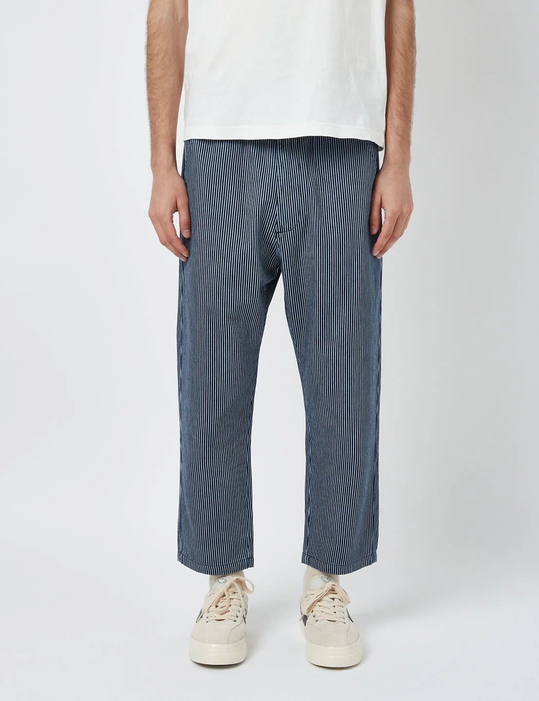 Universal Works Hi Water Trousers (Wide) - Denim Indigo Blue Hickory sold by Article London