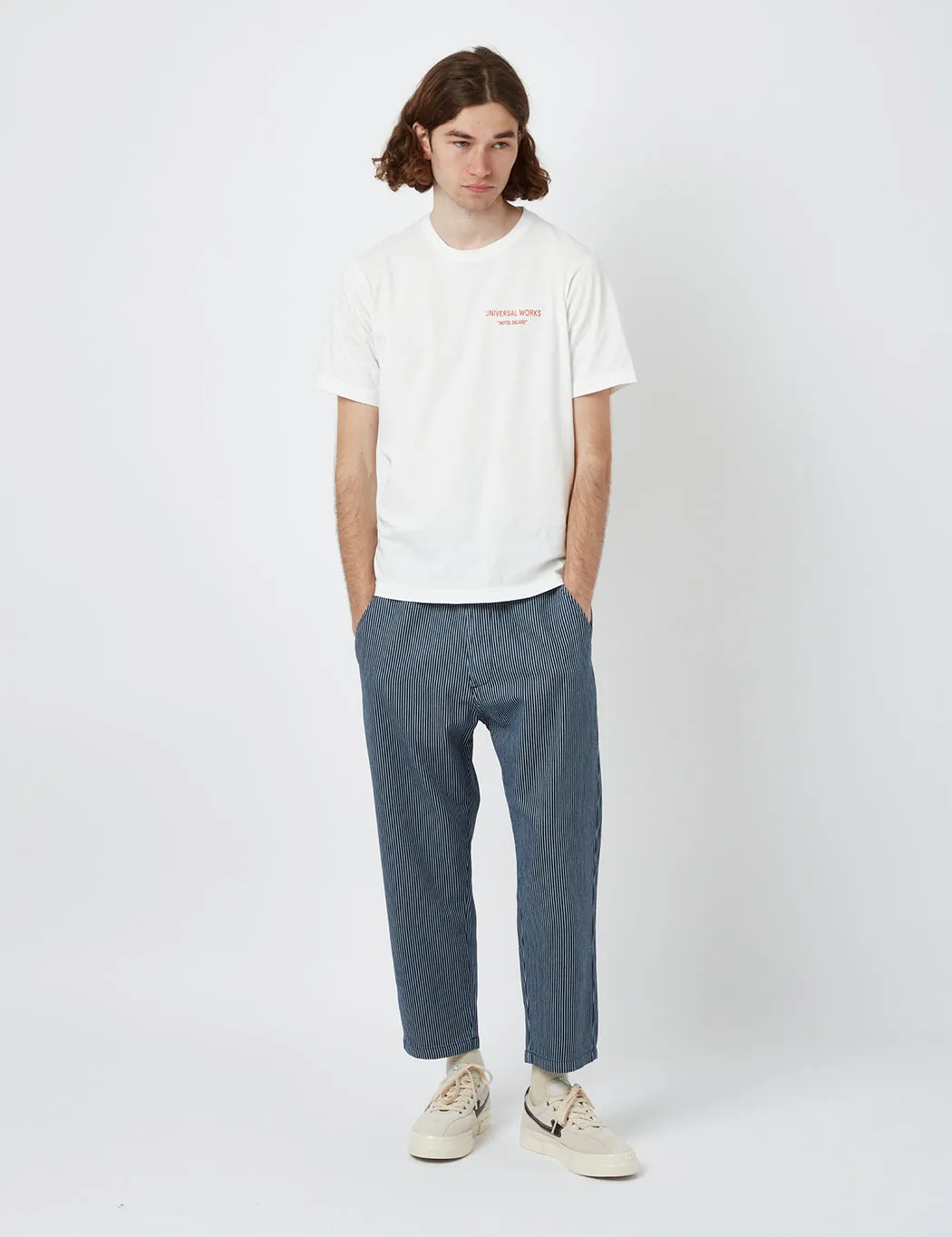 Universal Works Hi Water Trousers (Wide) - Denim Indigo Blue Hickory sold by Article London product image thumbnail 5