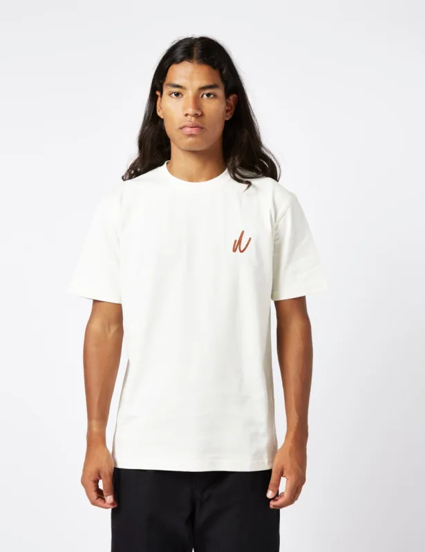Norse Projects Johannes Chain Stitch Logo T-Shirt (Organic) - Ecru sold by Article London