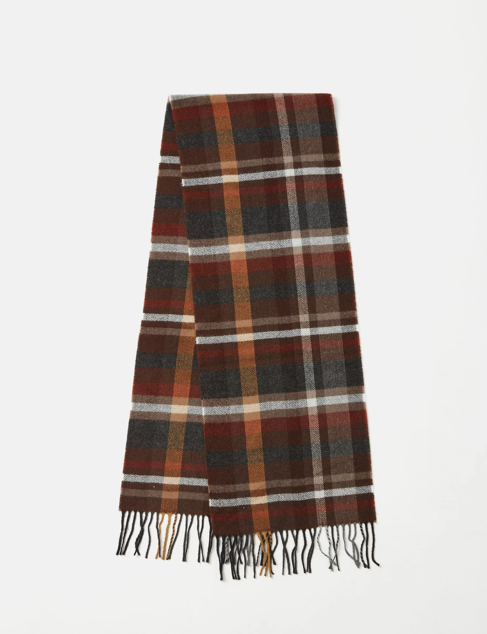Universal Works Check Scarf - Brown Check sold by Article London product image thumbnail 4