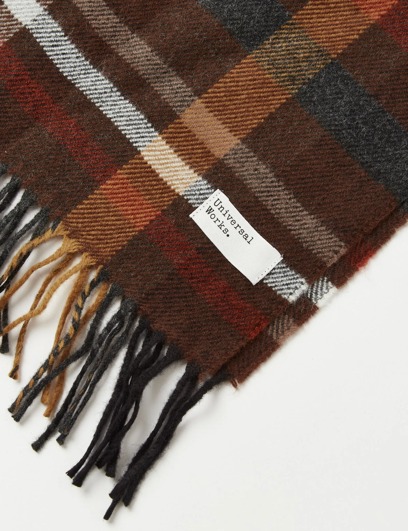 Universal Works Check Scarf - Brown Check sold by Article London product image thumbnail 2