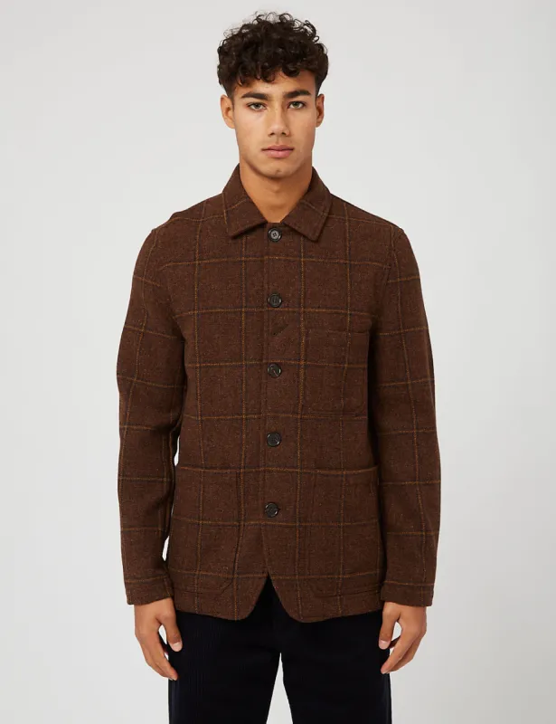 Universal Works Bakers Chore Jacket (Alberto Check) - Brown sold by Article London