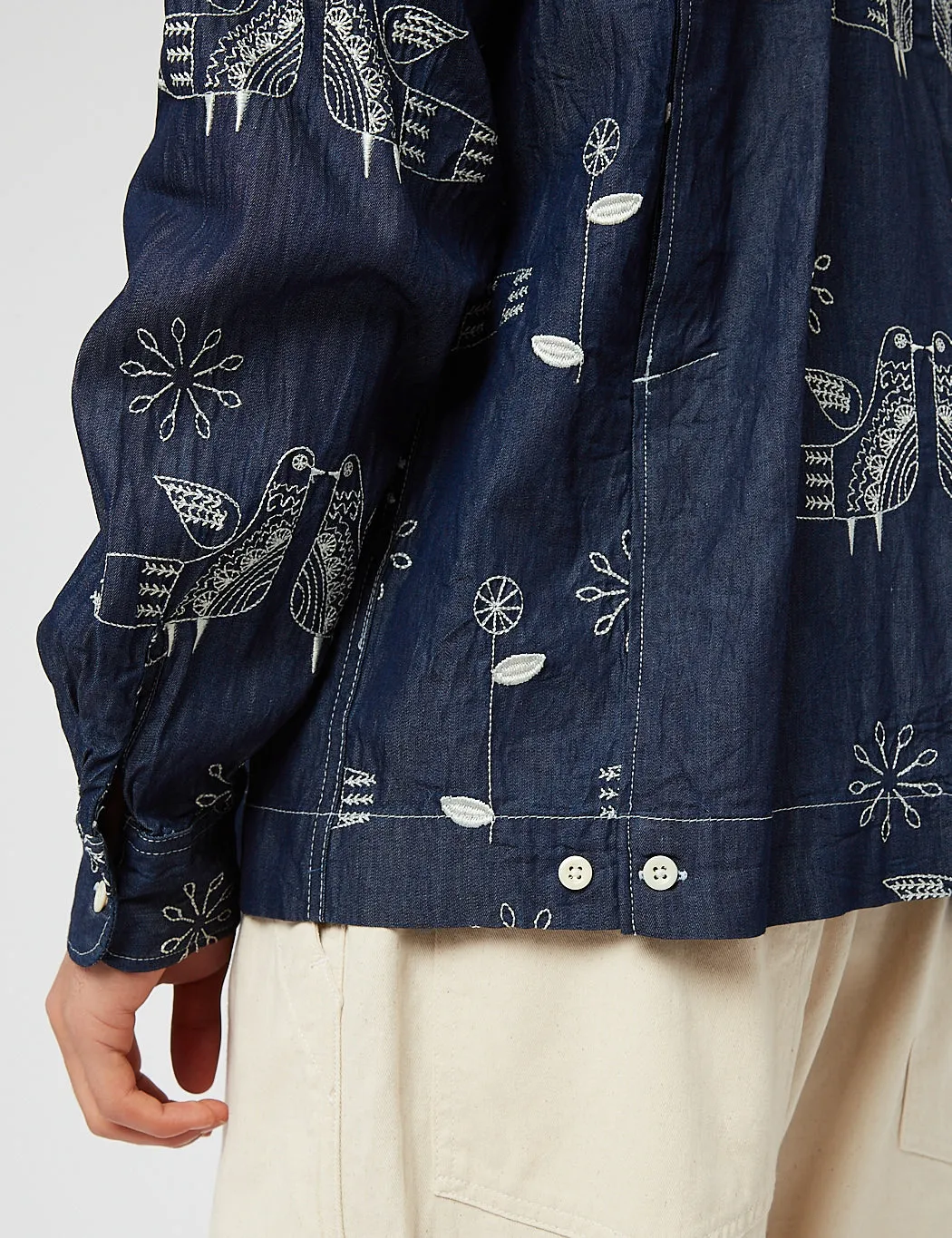 Engineered Garments Bowling Shirt (Denim) - Indigo Blue Bird