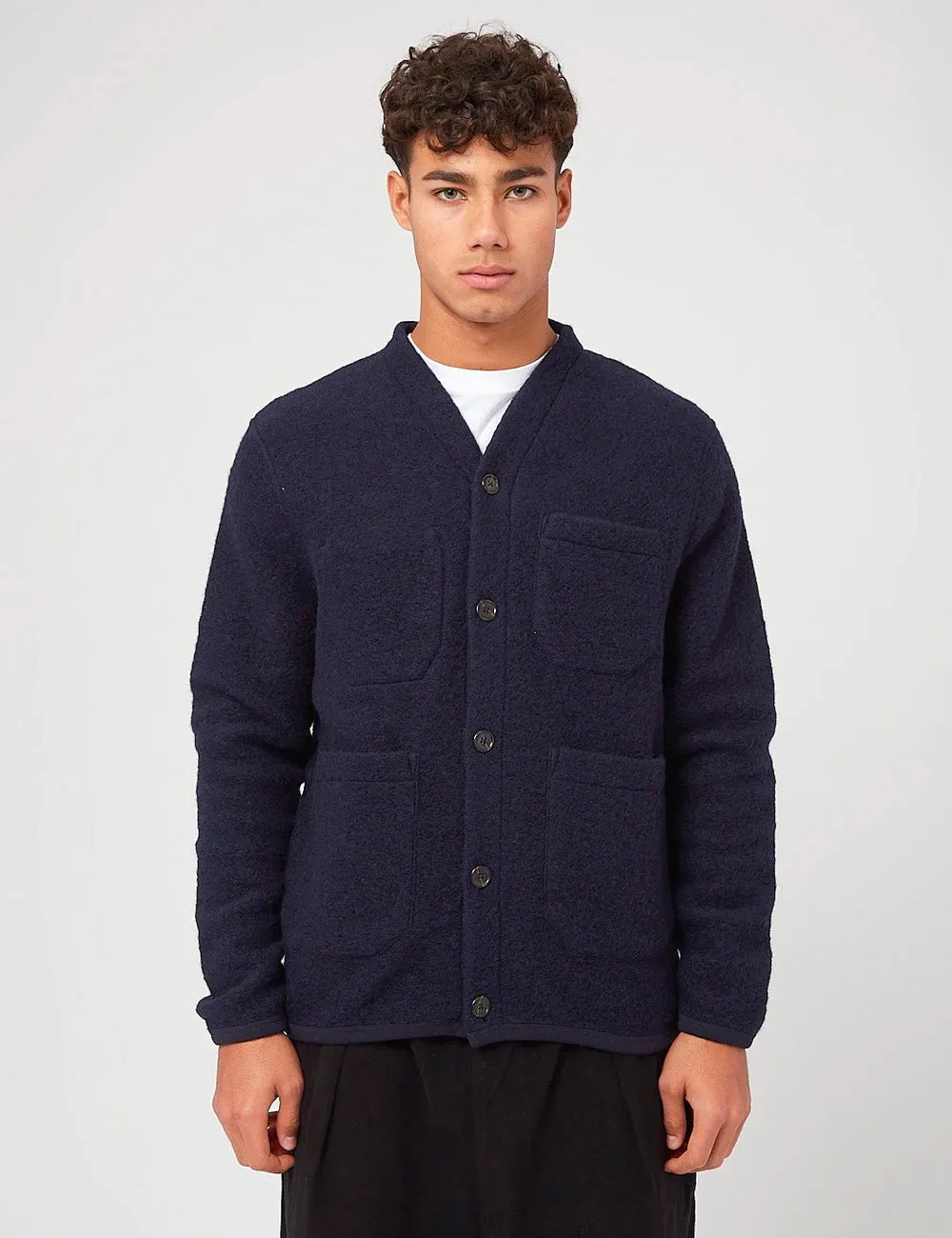 Universal Works Cardigan (Wool Fleece) - Navy Blue sold by Article London product image thumbnail 5