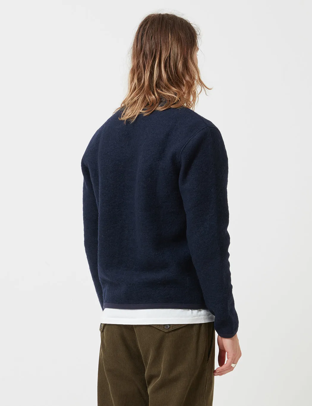 Universal Works Cardigan (Wool Fleece) - Navy Blue sold by Article London product image thumbnail 3