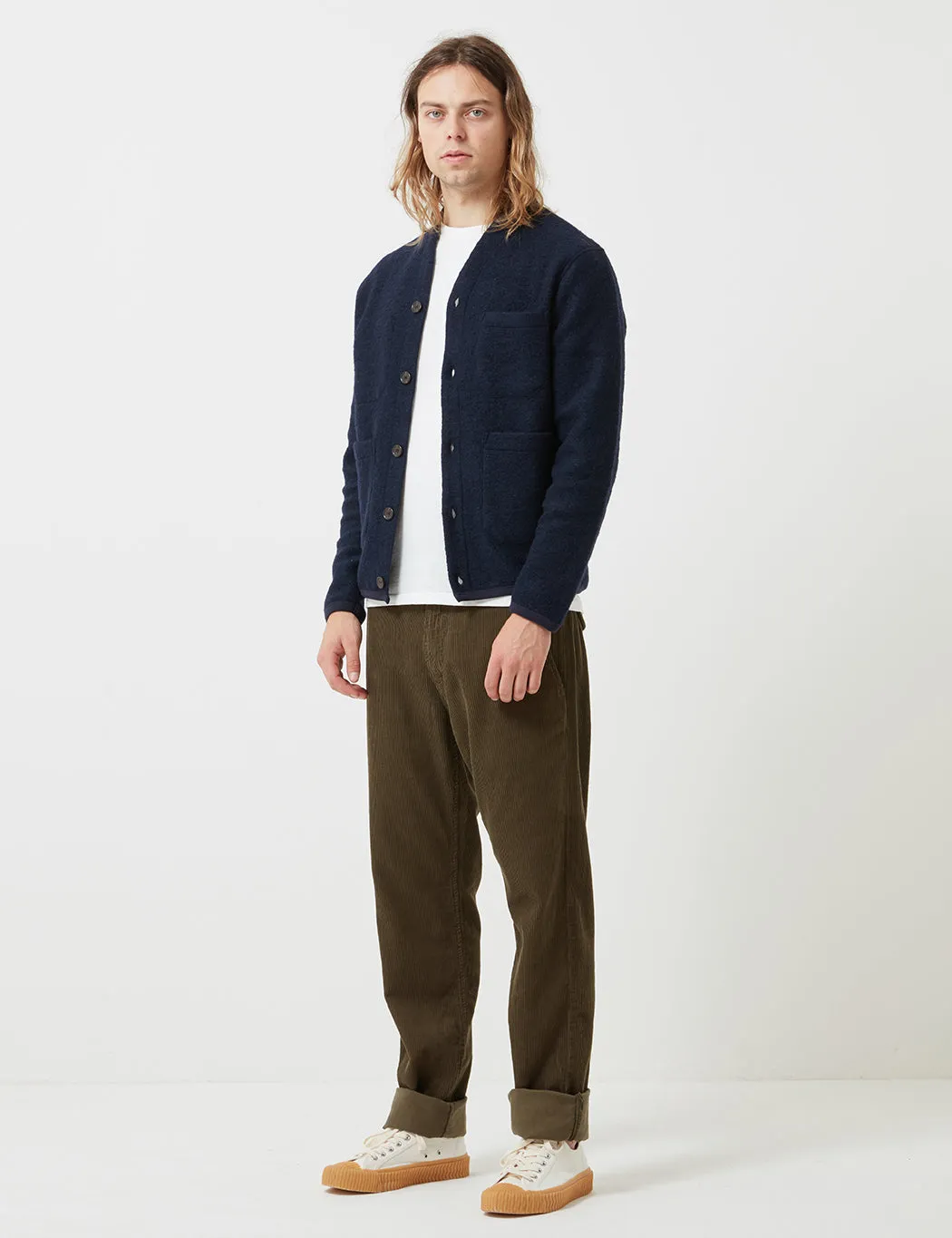 Universal Works Cardigan (Wool Fleece) - Navy Blue sold by Article London product image thumbnail 4