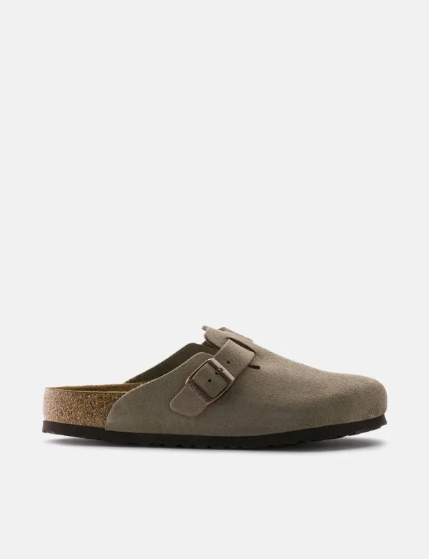 Womens Birkenstock Boston Suede (Narrow) - Taupe sold by Article London