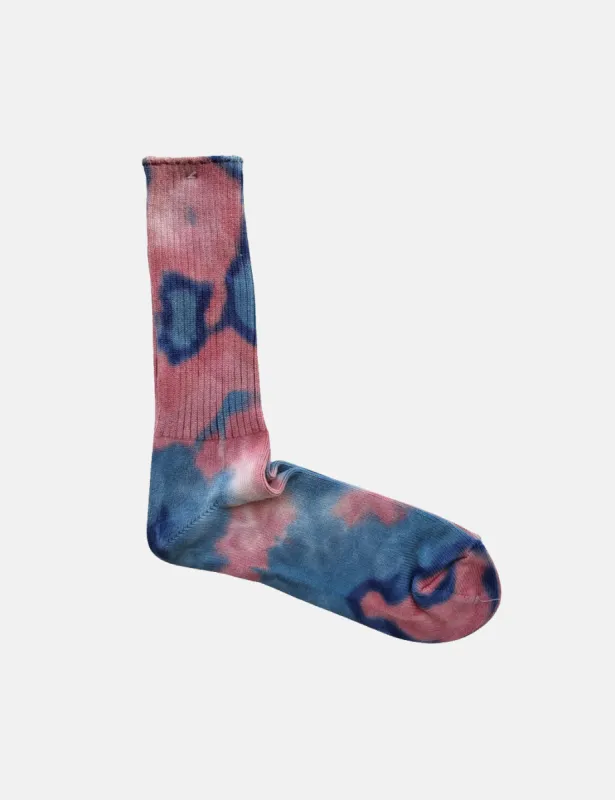 Anonymous Ism Tie Dye Crew Socks - Red sold by Article London