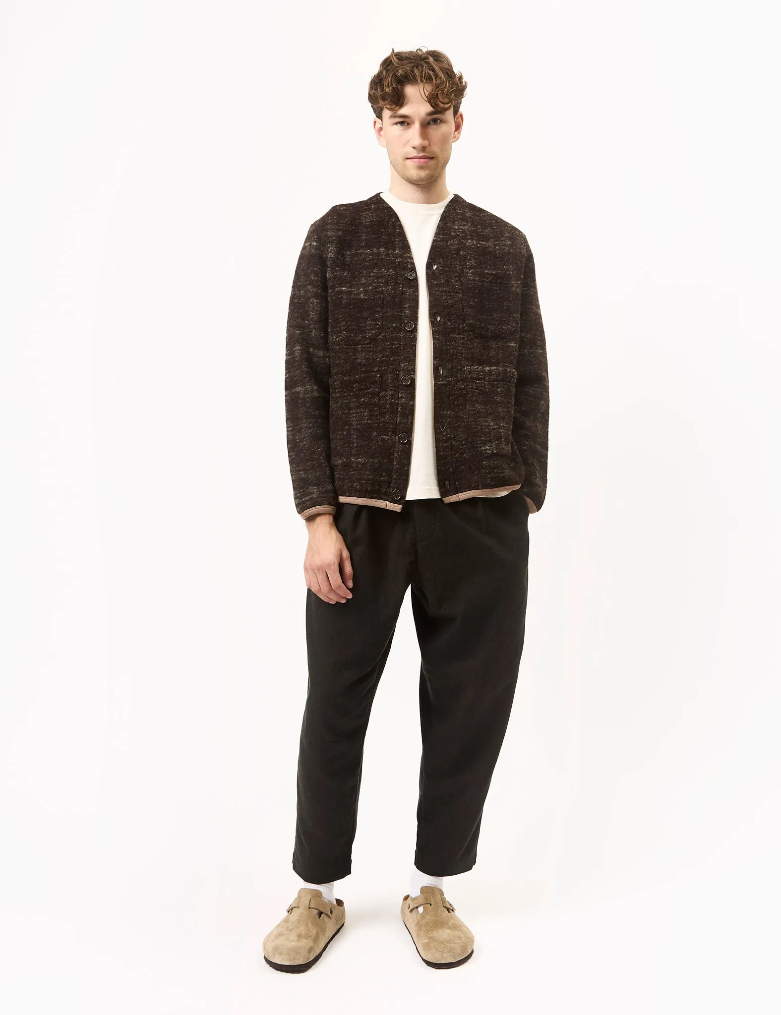 Universal Works Cardigan (Marble Fleece) - Brown sold by Article London product image thumbnail 3