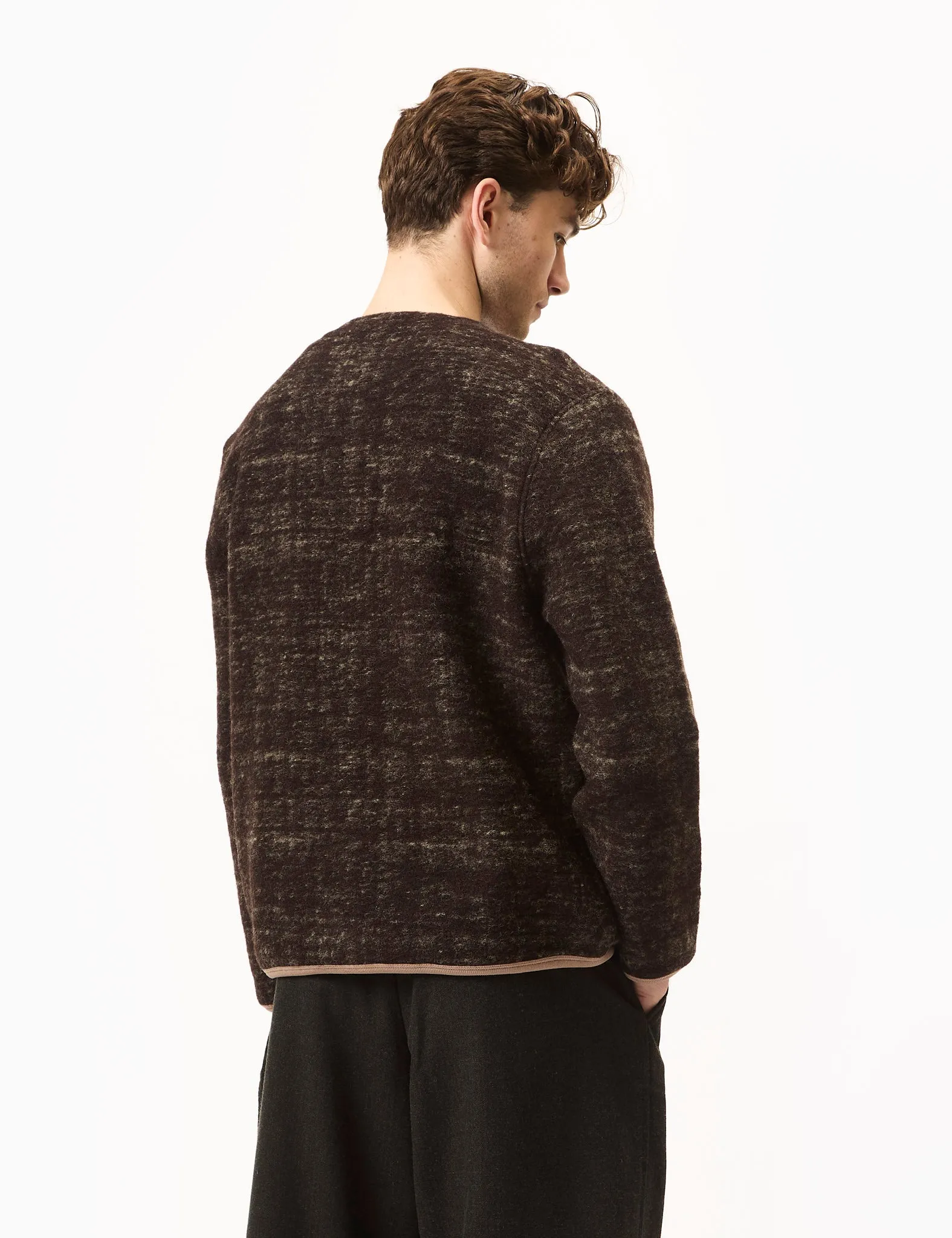 Universal Works Cardigan (Marble Fleece) - Brown sold by Article London product image thumbnail 4