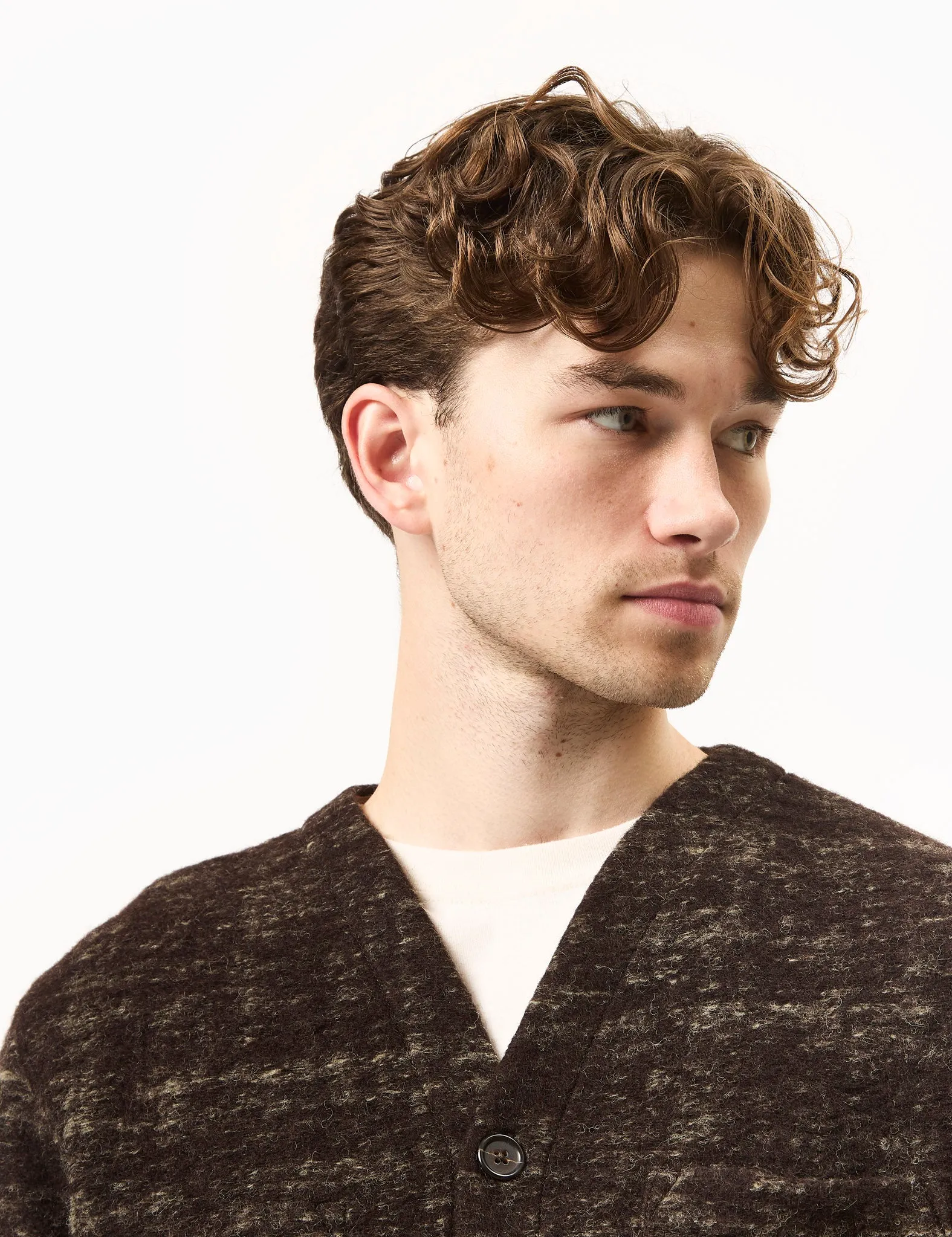 Universal Works Cardigan (Marble Fleece) - Brown sold by Article London product image thumbnail 2
