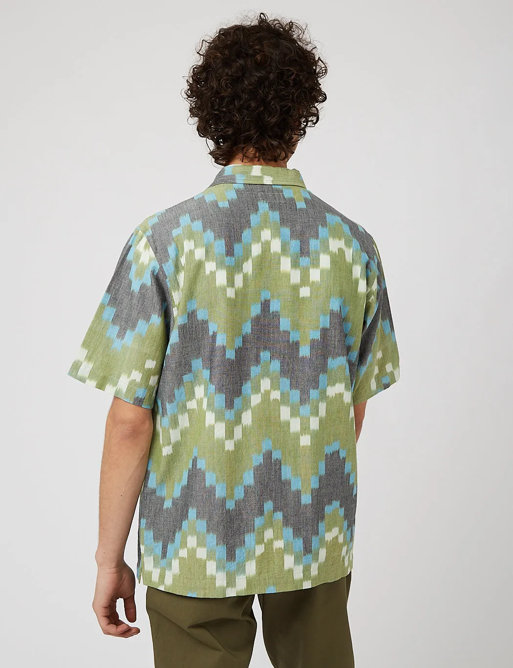 Universal Works Road Shirt (Zigzag Handloom Ikat) - Green sold by Article London product image thumbnail 4