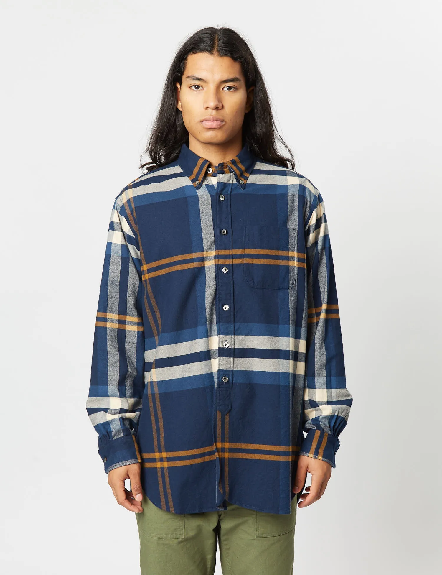 Engineered Garments 19 Century BD Shirt (Big Plaid) - Navy Blue/Gold sold by Article London