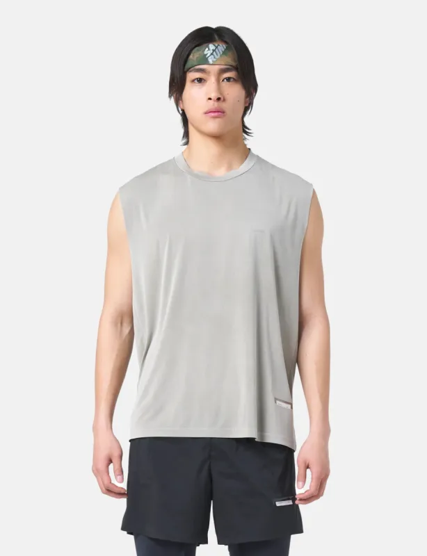 Satisfy Running AuraLite Muscle Sleeveless T-Shirt - Mineral Dune Grey sold by Article London