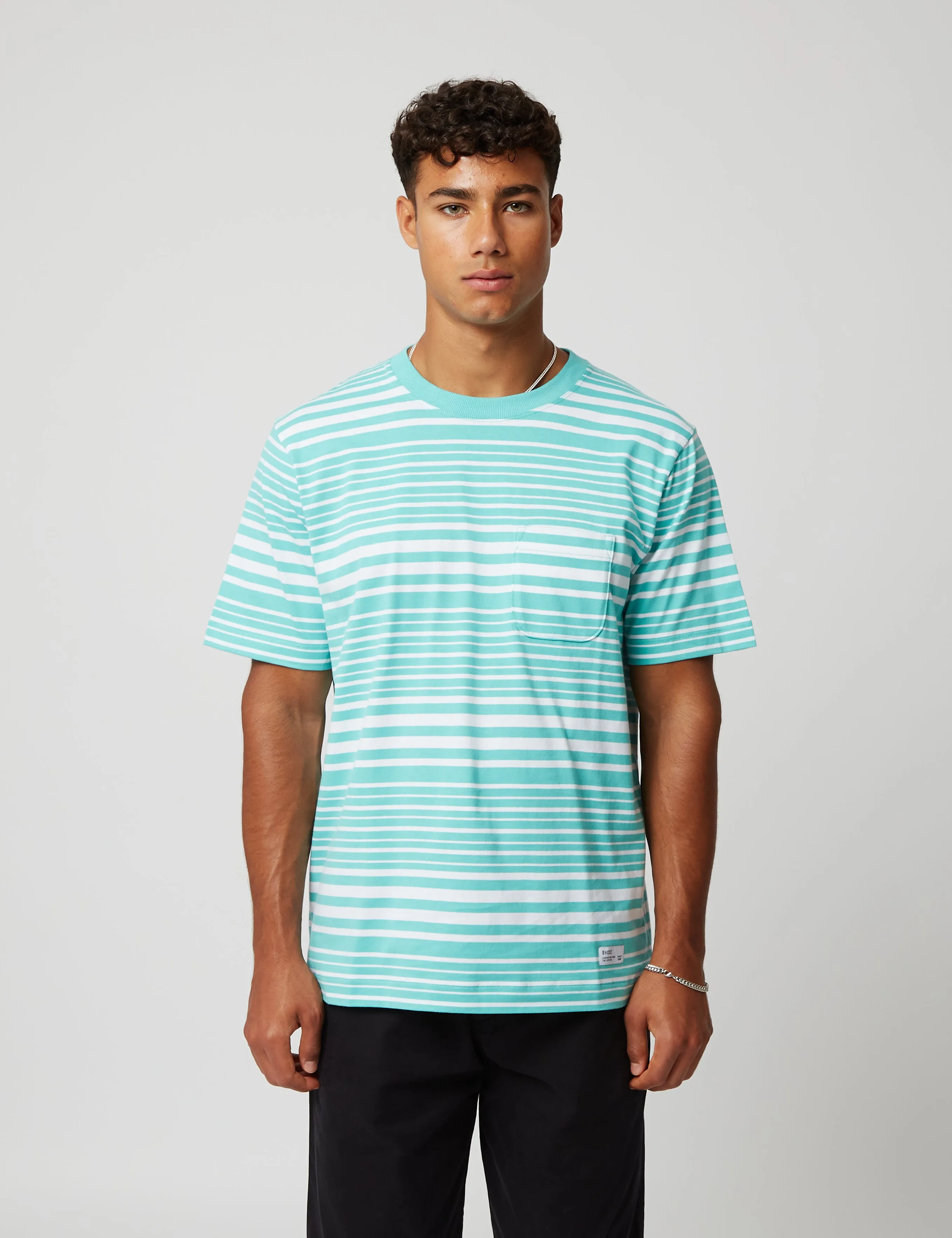 Bhode Shima Striped T-Shirt (Organic) - Turquoise Green sold by Article London
