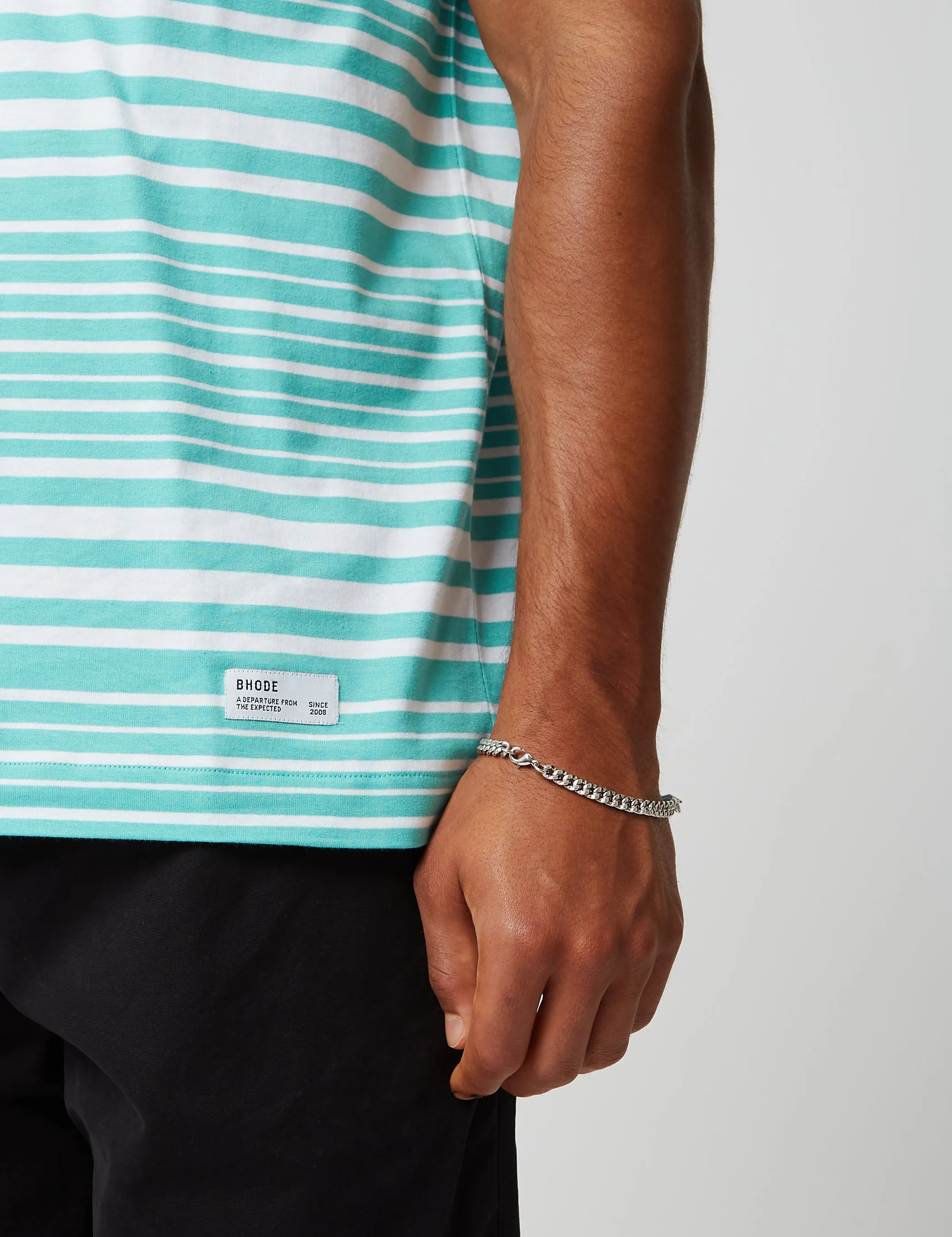 Bhode Shima Striped T-Shirt (Organic) - Turquoise Green sold by Article London product image thumbnail 5