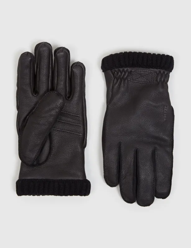 Hestra Primaloft Rib Gloves (Deerskin) - Black sold by Article London