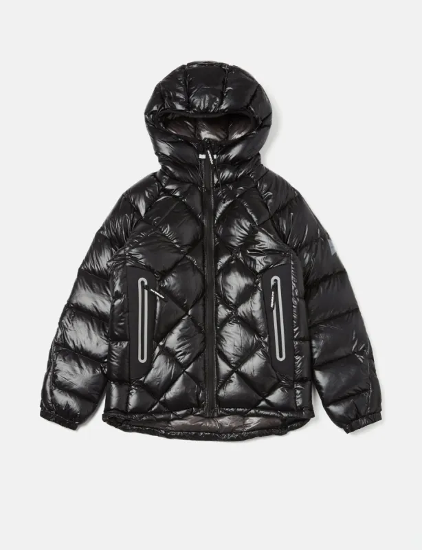 And Wander Diamond Stitch Down Hooded Jacket - Black sold by Article London