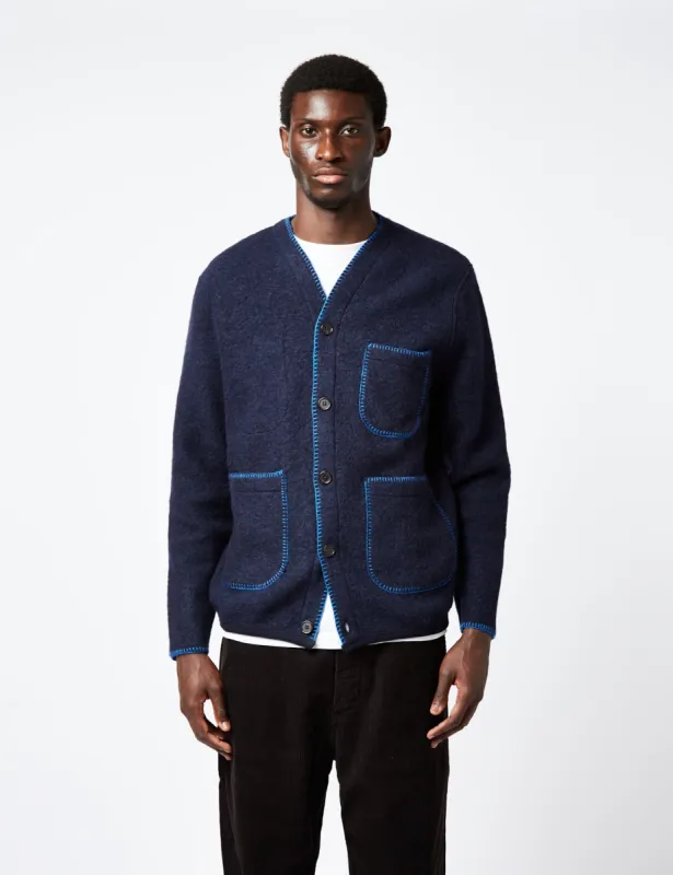 Universal Works Blanket Cardigan (Wool) - Navy Blue sold by Article London