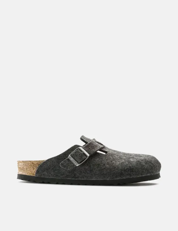 Birkenstock Boston Wool Felt (Regular) - Anthracite Grey sold by Article London