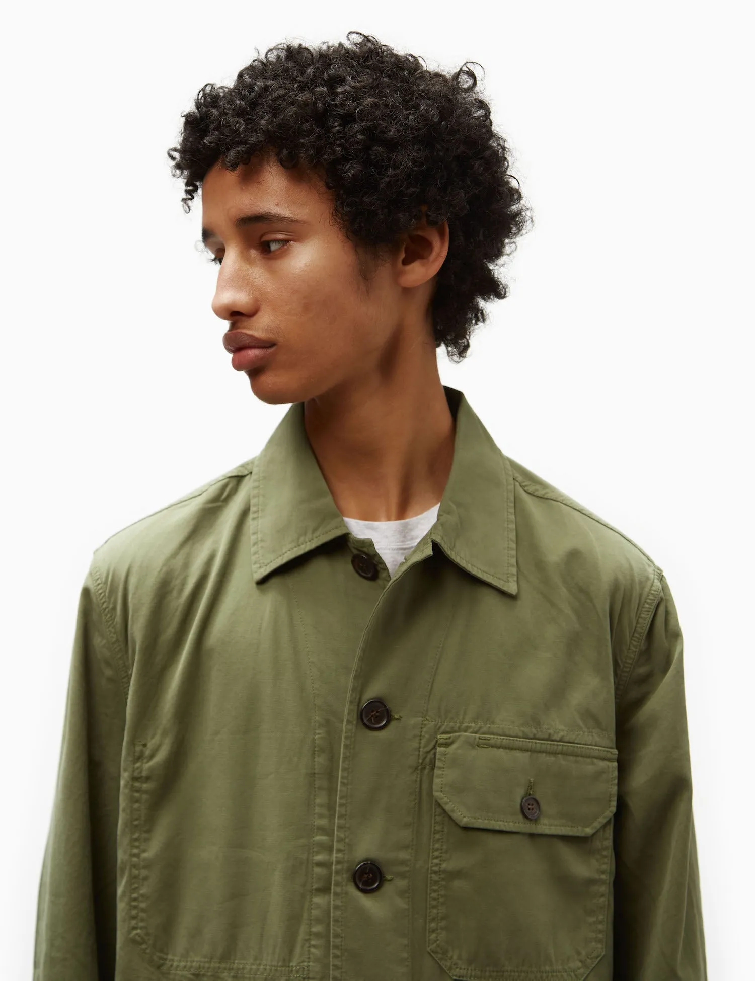 Universal Works Utility Jacket (Summer Canvas) - Birch Green sold by Article London product image thumbnail 2