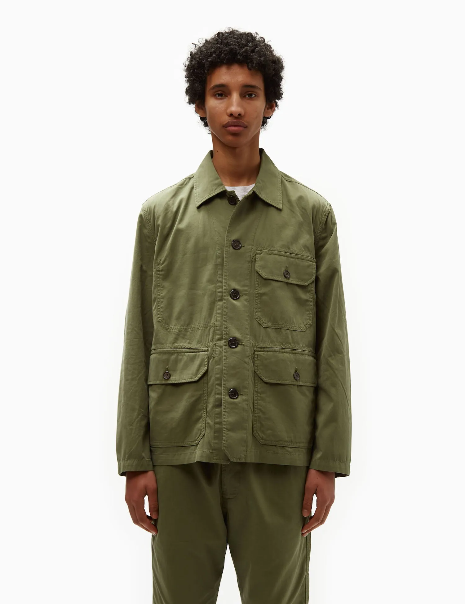 Universal Works Utility Jacket (Summer Canvas) - Birch Green sold by Article London