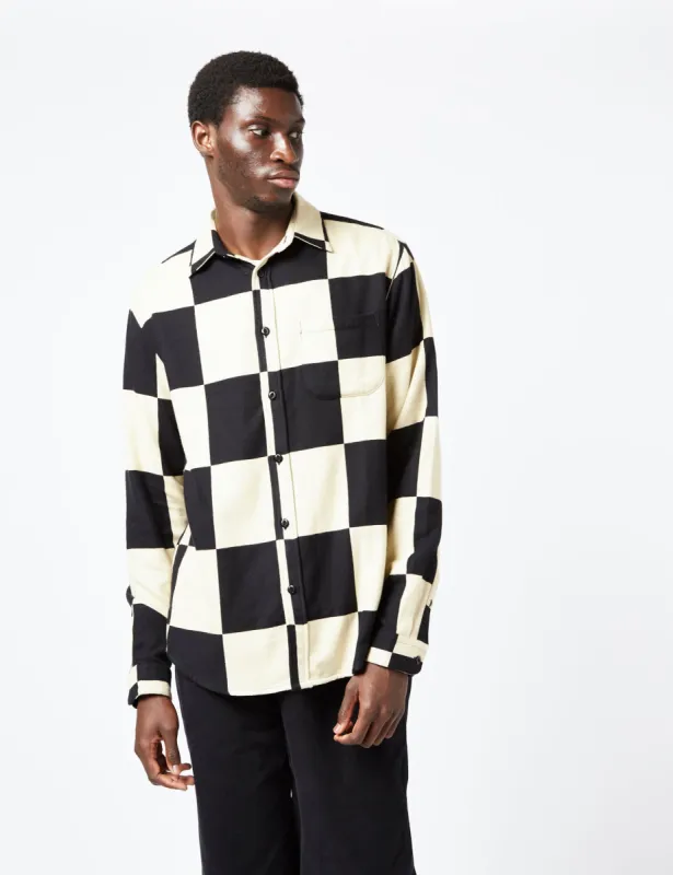 Portuguese Flannel Tile Shirt - Black sold by Article London