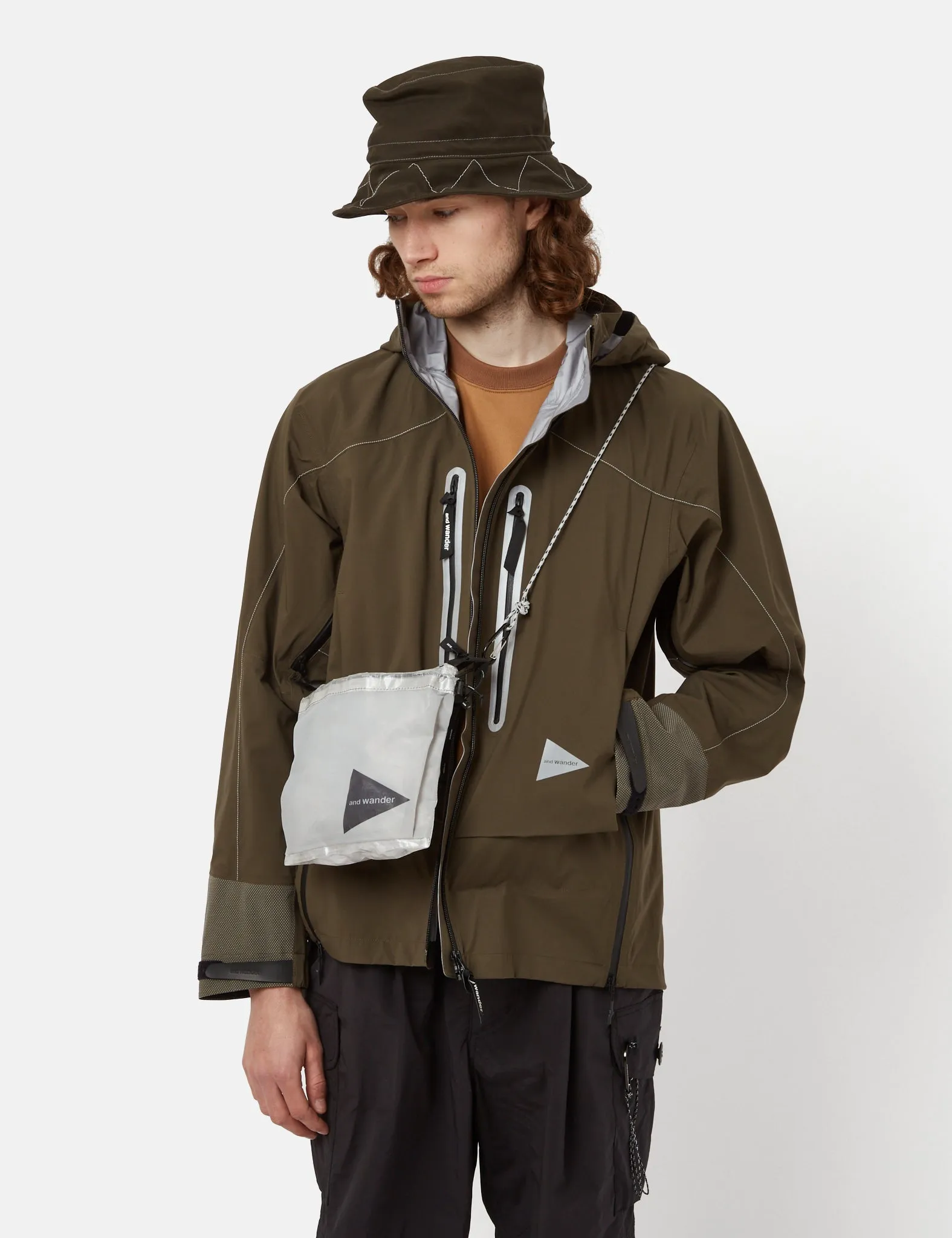 And Wander Pertex Shield Rain Jacket - Khaki Brown sold by Article London product image thumbnail 3