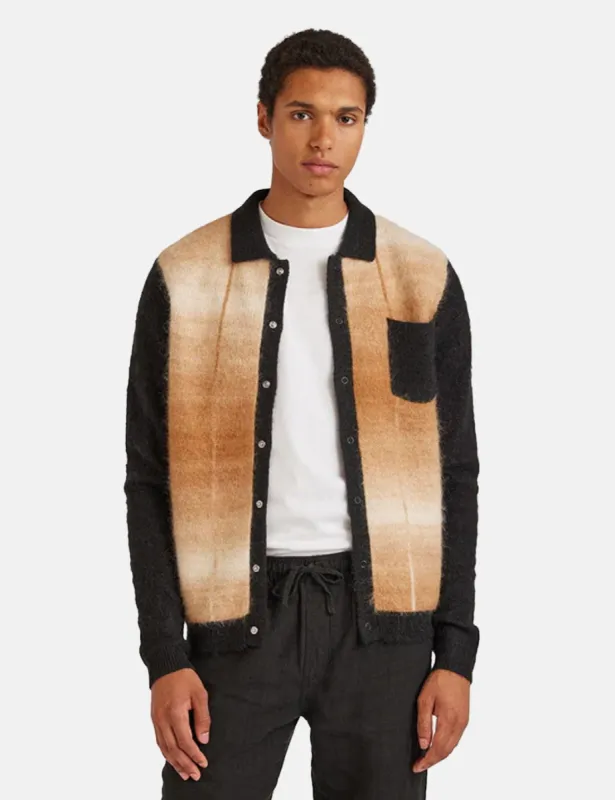 Percival Checker Gradient Bobcat Cardigan (Mohair) - Tan Brown sold by Article London