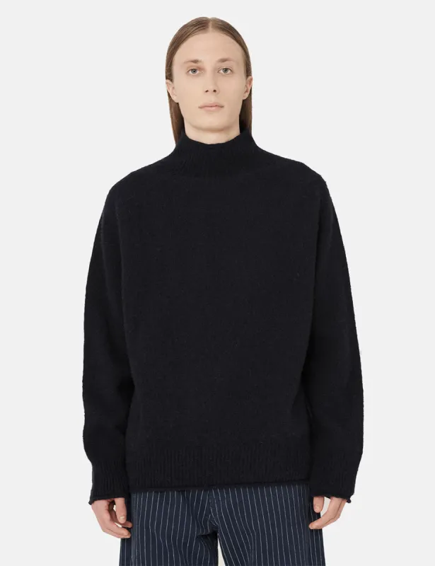 YMC Diddy Roll Neck (Brushed Lambswool) - Navy Blue made by YMC