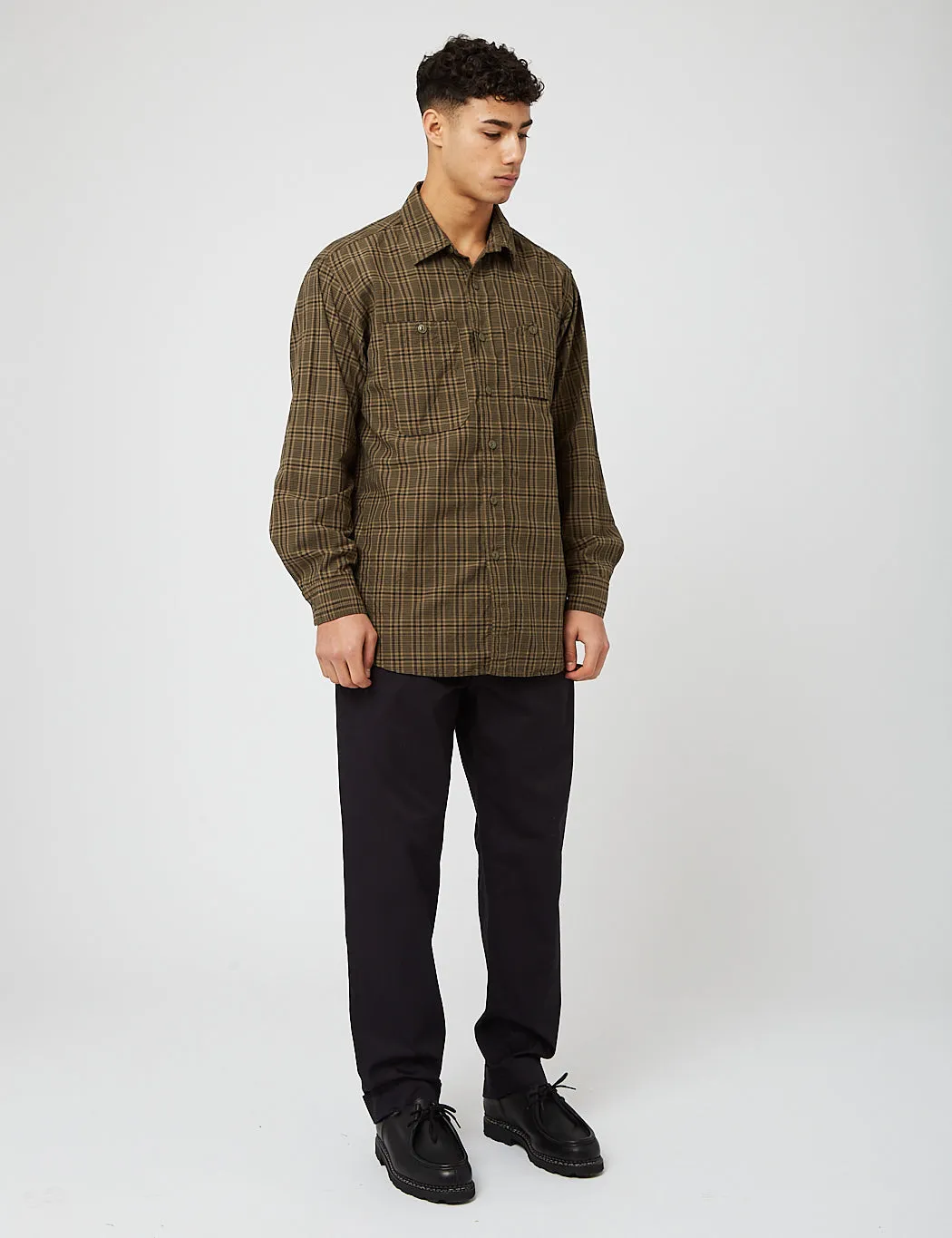 Engineered Garments Work Shirt (Cotton Madras) - Olive Green sold by Article London product image thumbnail 4