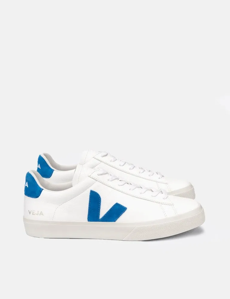 Women's Veja Campo Trainers (Chromefree Leather) - Extra White/Swedish Blue sold by Article London