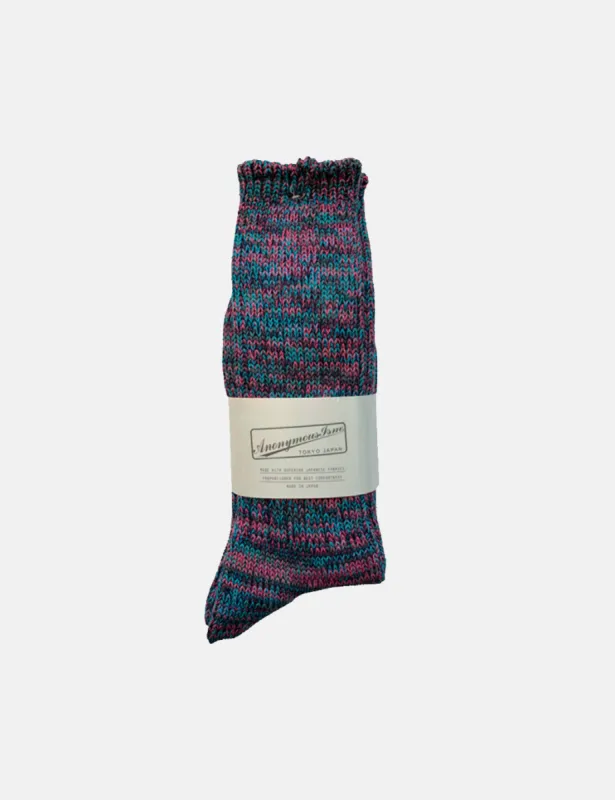 Anonymous Ism 5 Colour Mix Crew Socks - Deep Violet sold by Article London