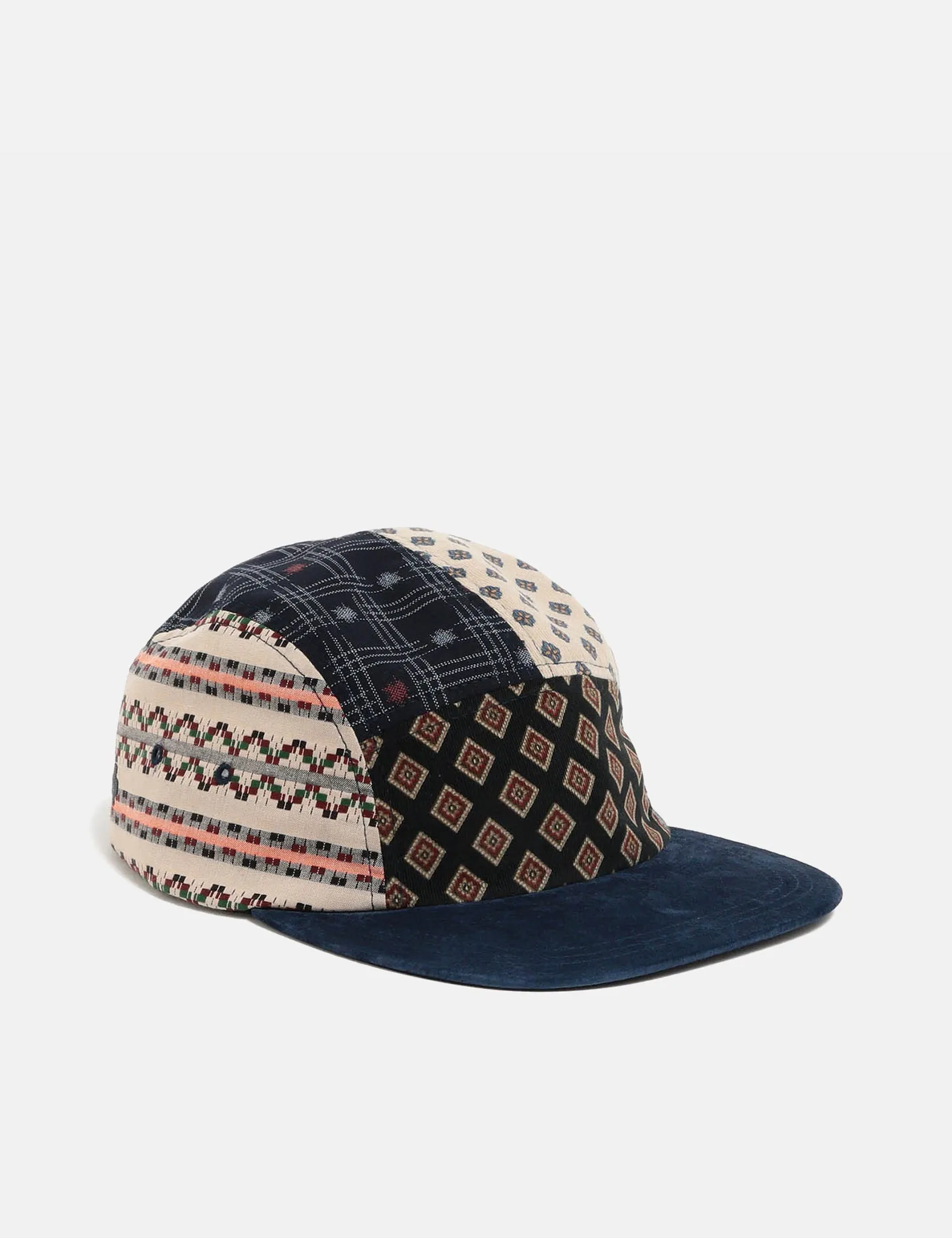 Beams Plus 5 Panel Cap - Multi Navy Blue sold by Article London