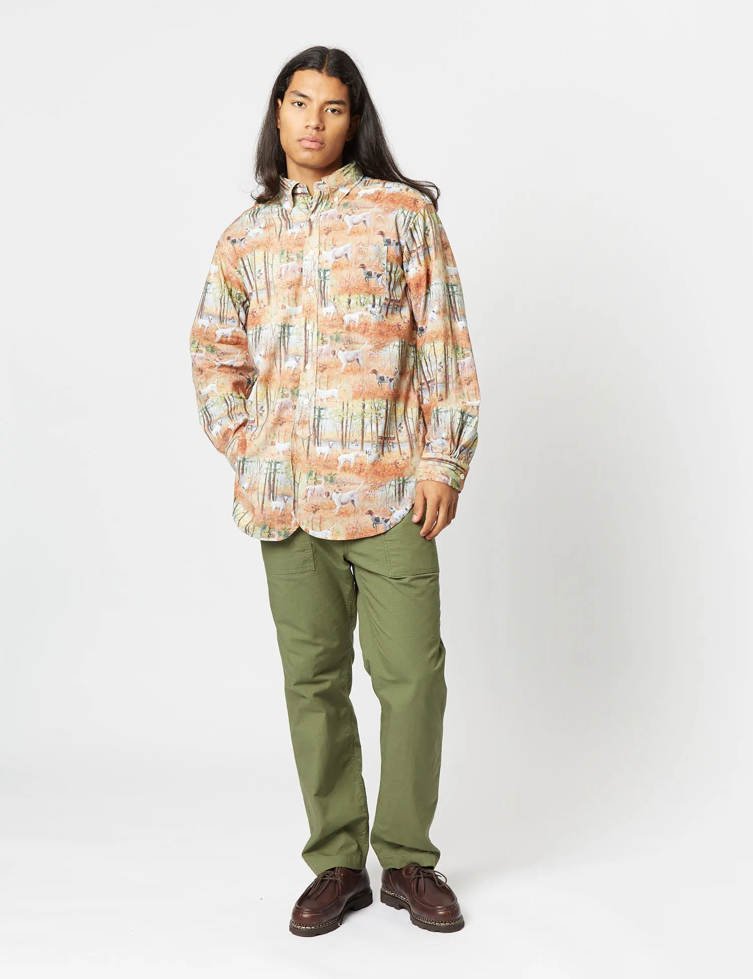 Engineered Garments 19 Century BD Shirt (Dog Print) - Tan Brown sold by Article London product image thumbnail 3