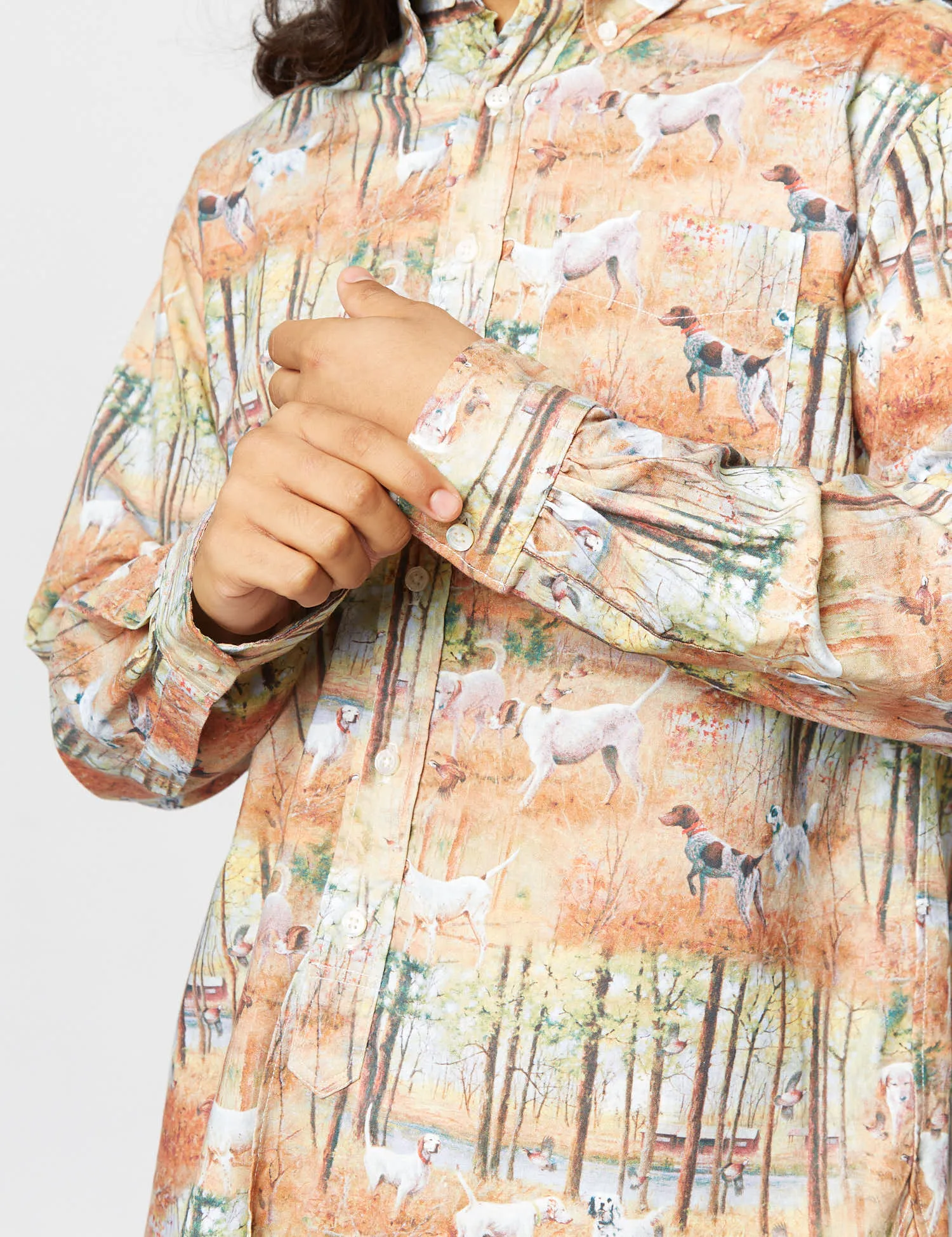 Engineered Garments 19 Century BD Shirt (Dog Print) - Tan Brown sold by Article London product image thumbnail 2