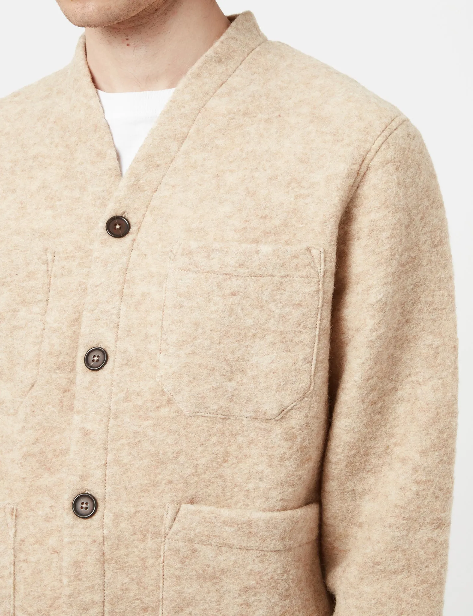 Universal Works Cardigan (Wool Fleece) - Stone Grey sold by Article London product image thumbnail 2