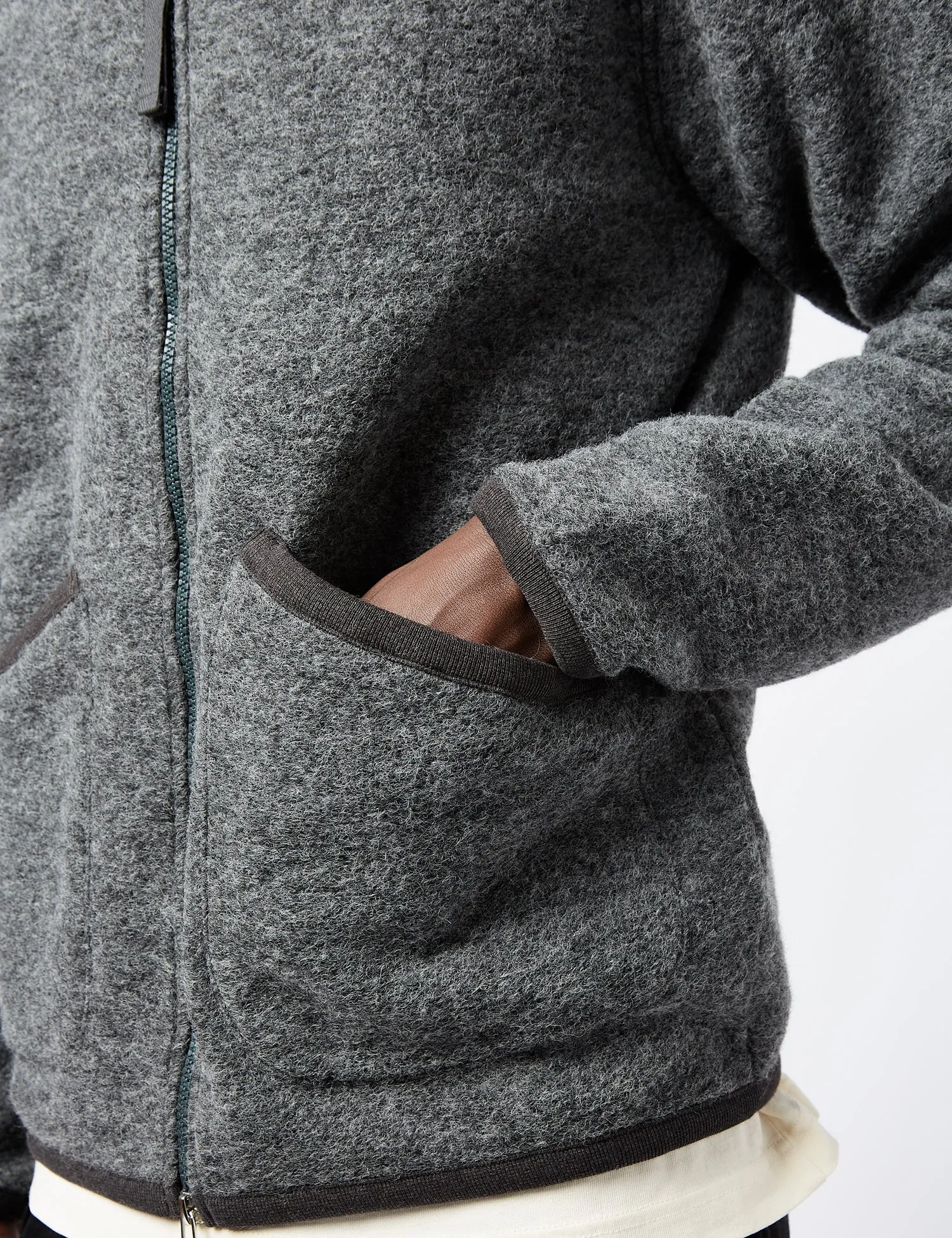 Universal Works Zip Bomber (Wool) - Grey Marl sold by Article London product image thumbnail 2